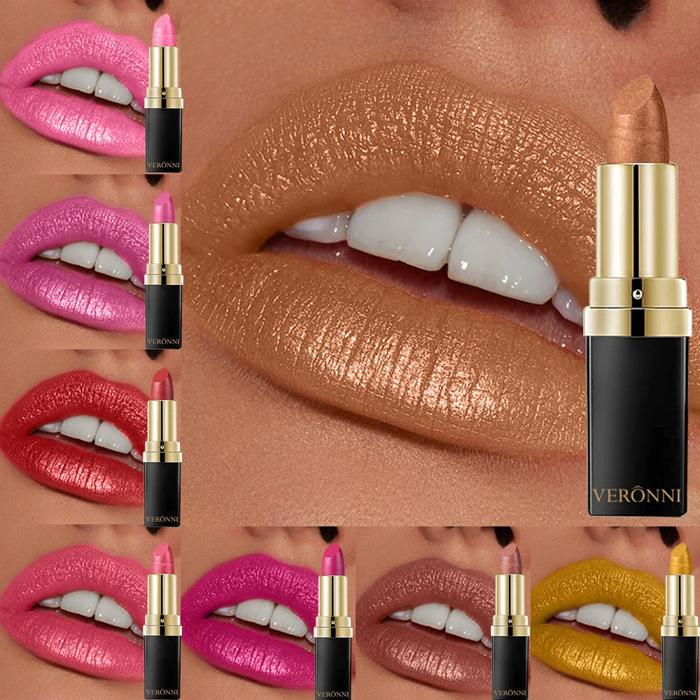 Diamond Shimmer Lipstick Lip Gloss Pigmented Long Lasting 10 Colors Zpaxo