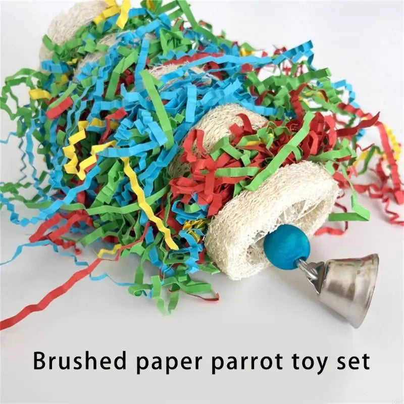 Interactive Bird Toy Natural Chew Colorful Paper Shredding Parrot