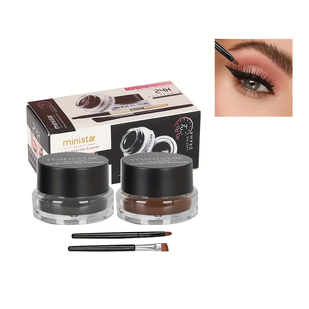 2pcs/set,Eyeliner Gel & Eyebrow Pomade,Waterproof Sweatproof Smudge Proof Long-lasting,Dual Color,Easy To Apply Eye Makeup Kit Zpaxo 2 Colors