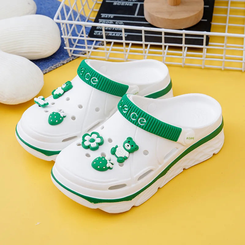 Women Chunky Platform Clogs Sandals Summer Non-slip Beach Slippers Zpaxo WHITE 39-40
