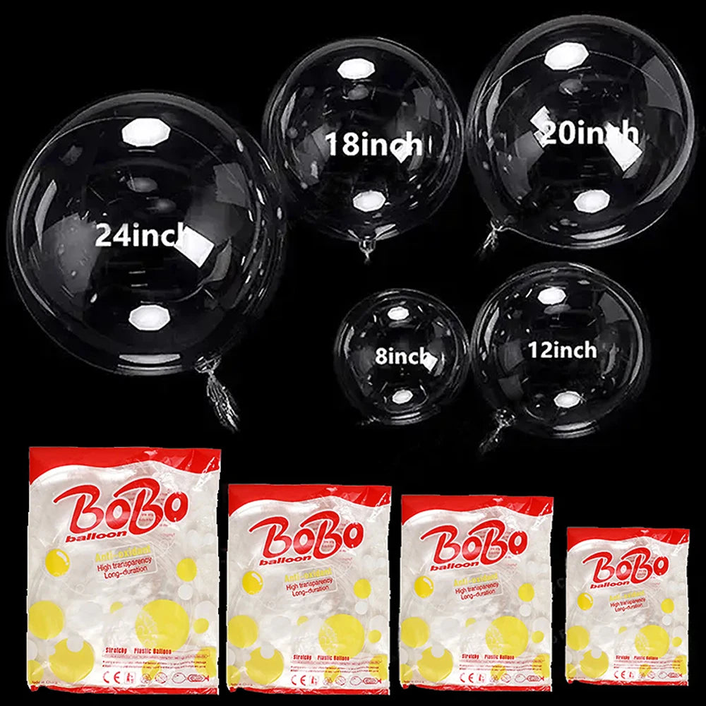 8 10 12 16 18 20 24 Inch Transparent Bobo Balloon Clear Bubble