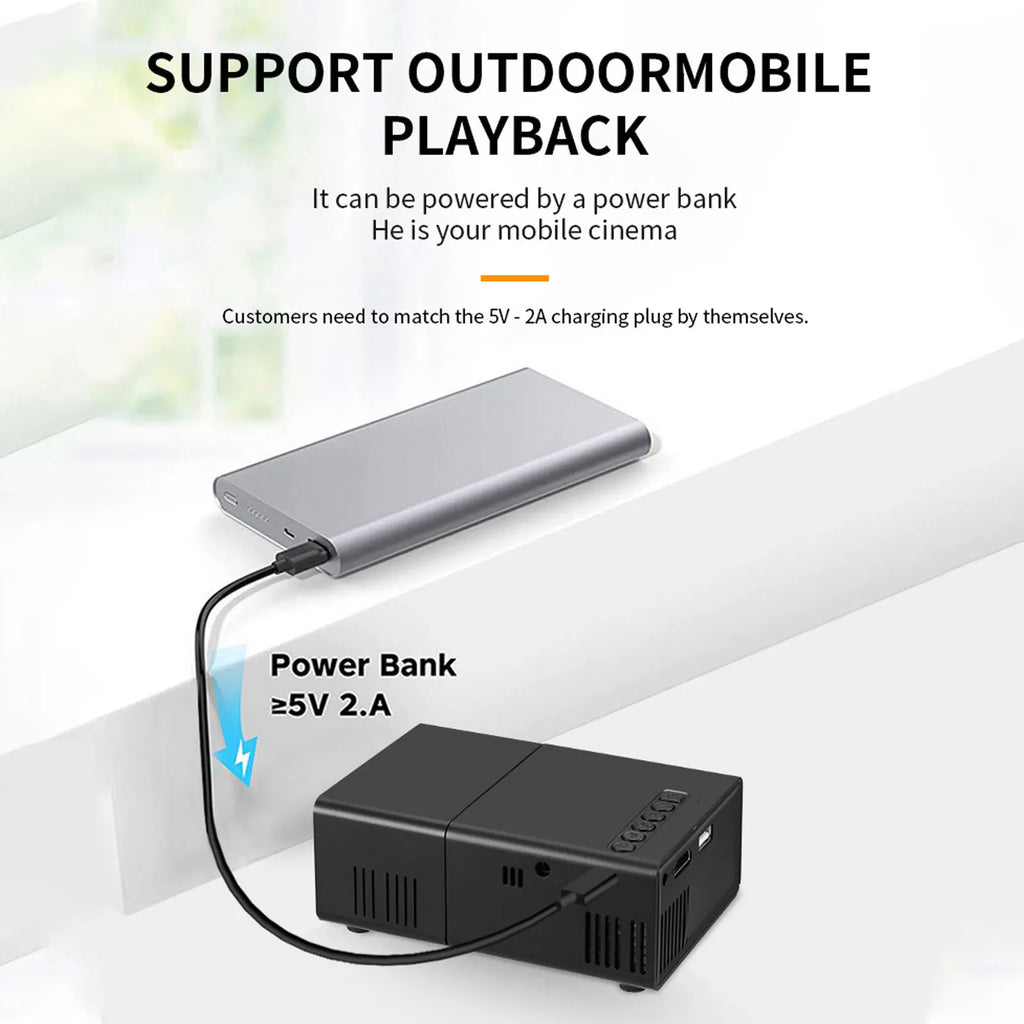 Portable Projector LED Movie 6000lm Brightness Hifi Stereo Speaker HD