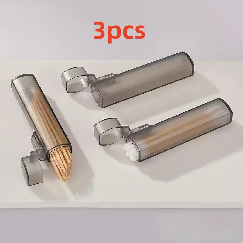 3PCS Portable Toothpick & Cotton Swab Holder, Pocket-Size Storage Box for Travel, Home, Office Use Zpaxo