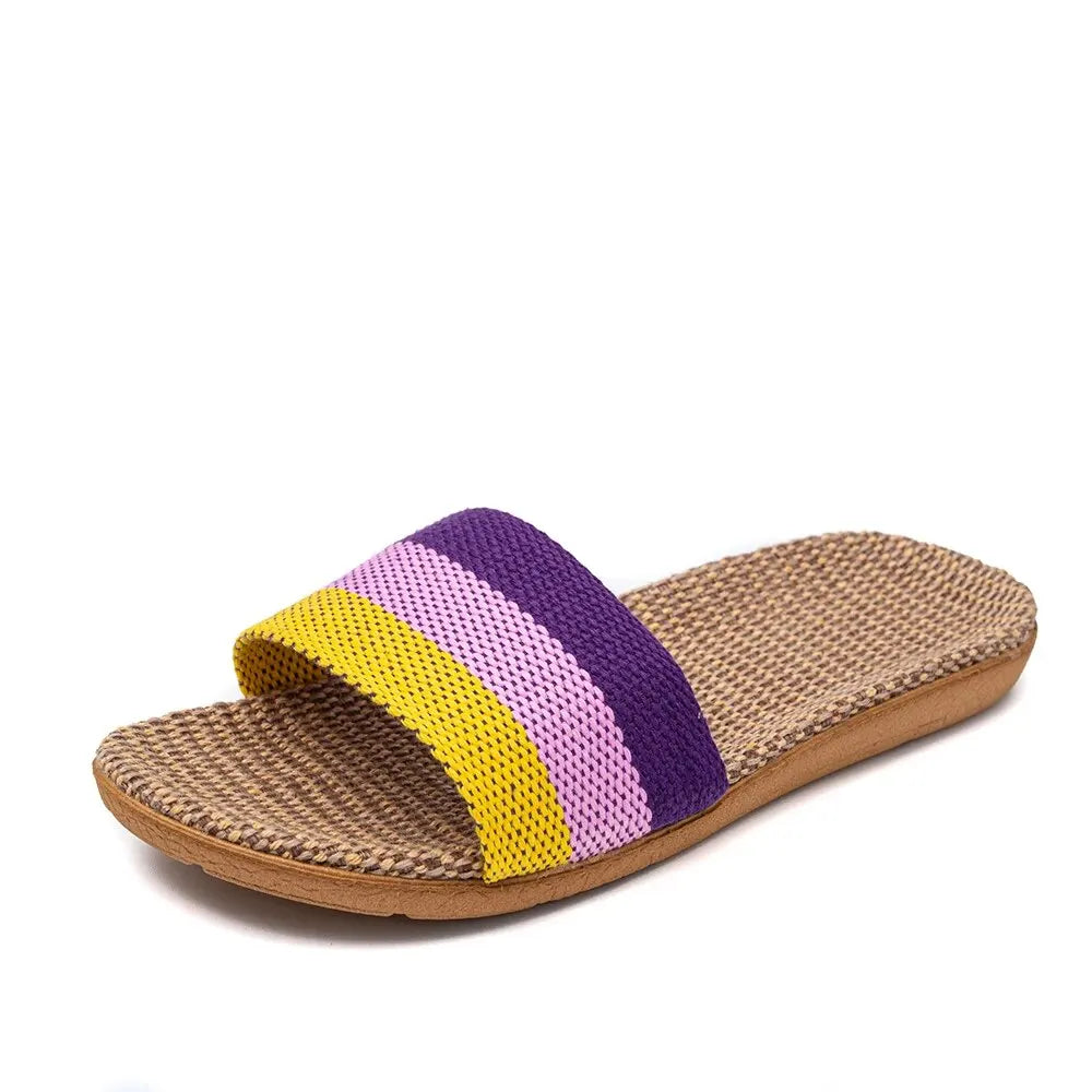 Summer Linen Women's Slippers Flat Sandals Home EVA Lightweight Shoes