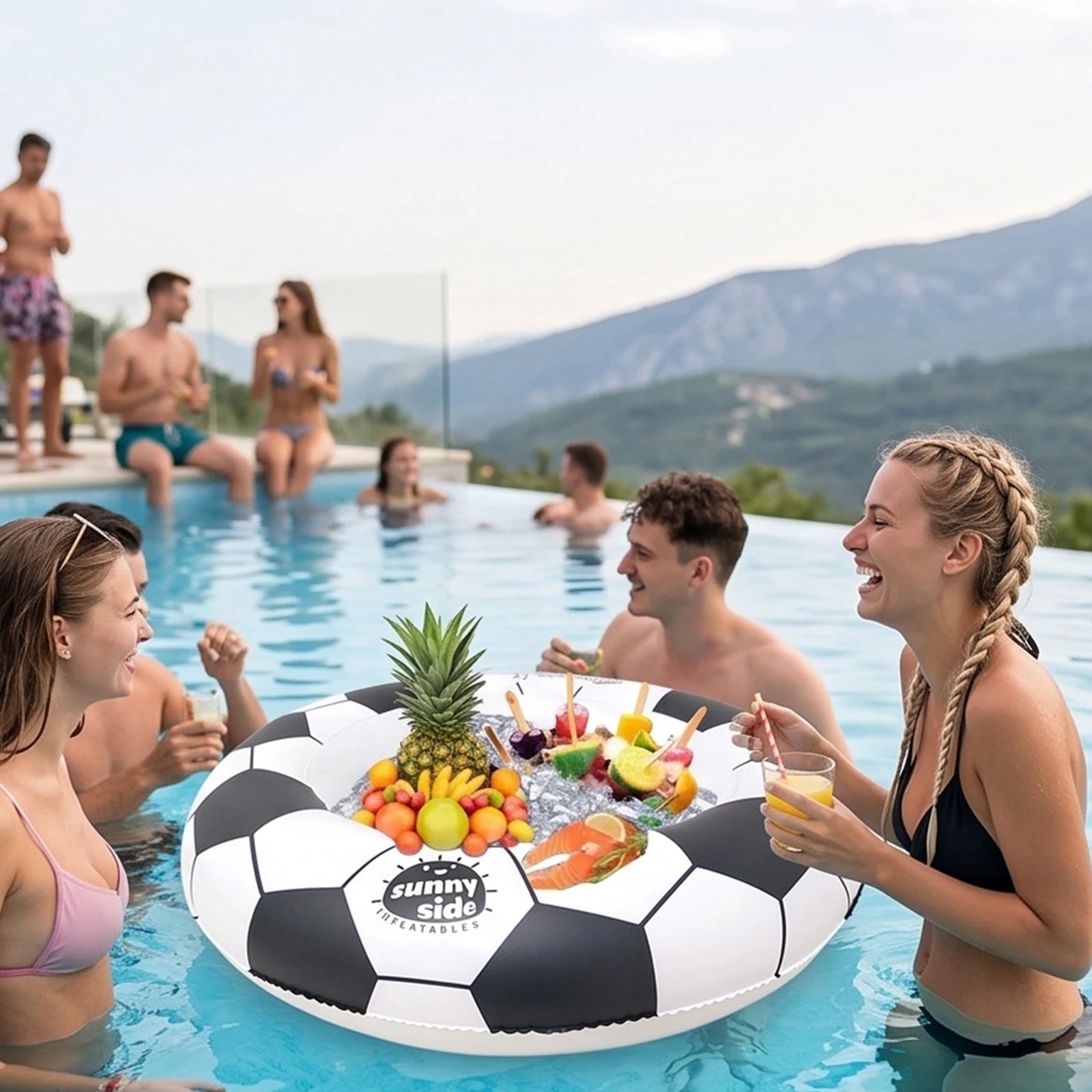 Floating Ice Bucket Multifunctional Pool Float Beer Bar Picnic Tray Spa Cup Holder Drinks Tray Suitable for Birthday Party Zpaxo