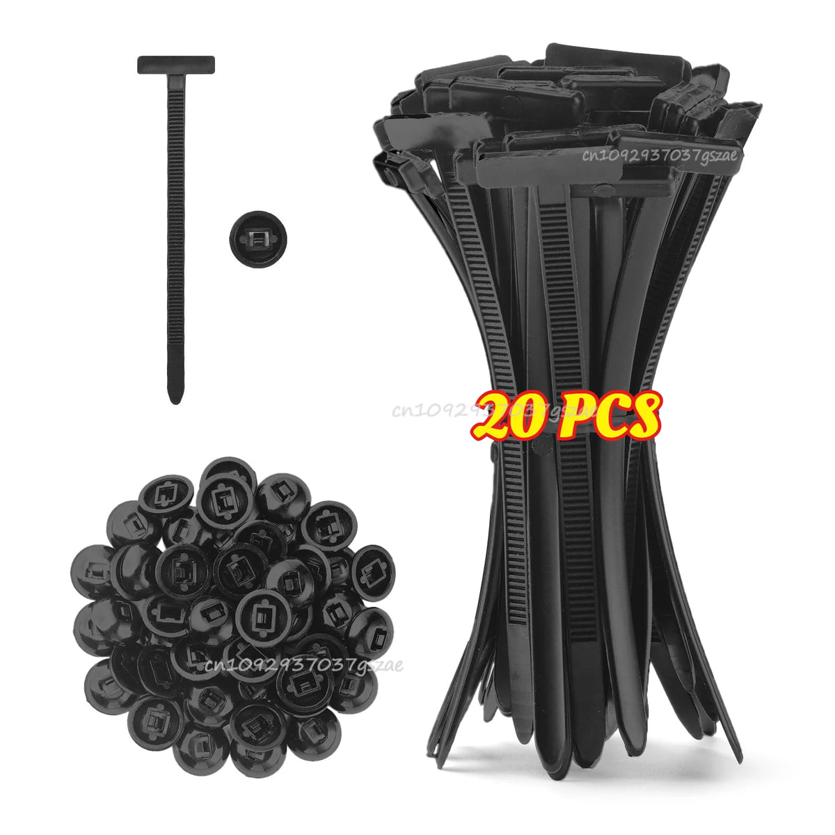 Cables Tie Universal Nylon Tie with Pin Button Fasteners Plastic Self-Locking Motorcycle Car Black Fastening Strap Cable Tie Zpaxo 20pcs