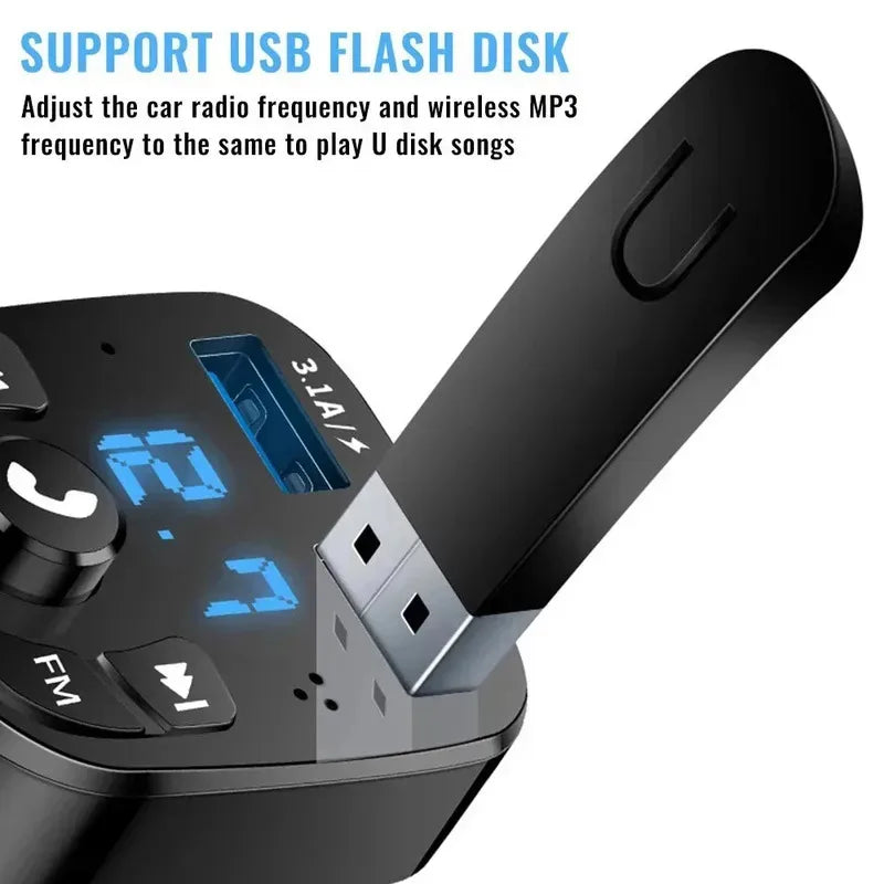 Bluetooth 5.0 Car FM Transmitter – Dual USB Charger & Handsfree