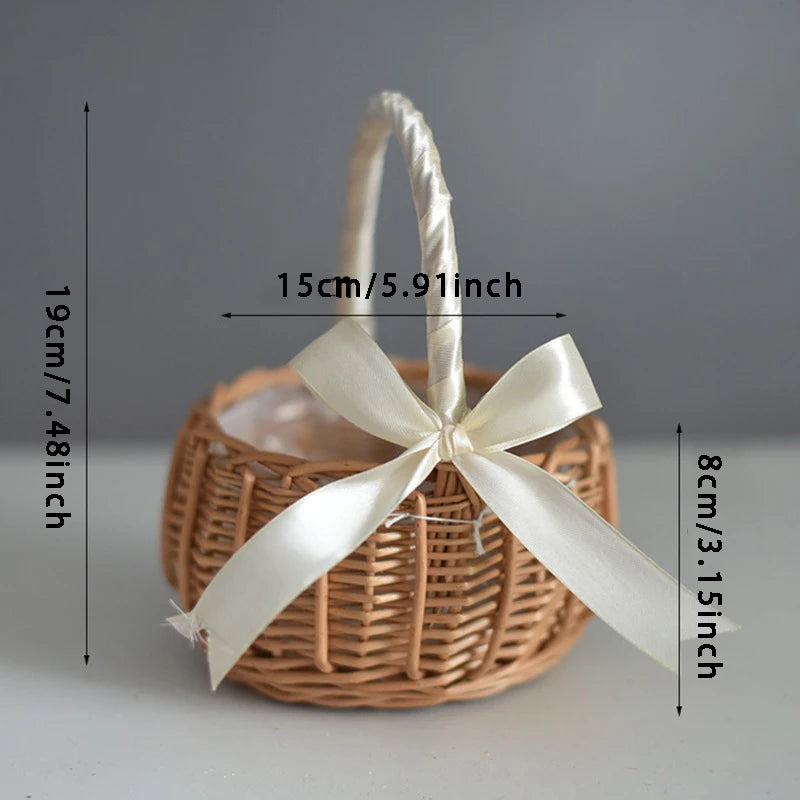 Handwoven Rattan Wedding Basket Detachable Liner Multi-functional