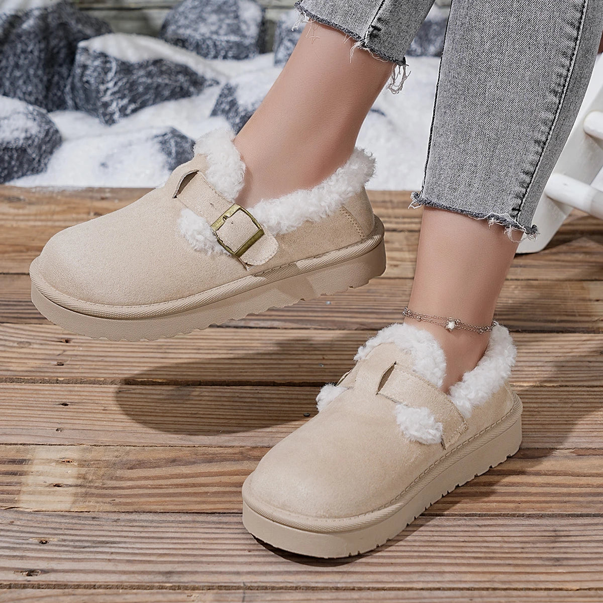 2025 New Women Boots Platform Cotton Shoes Women Autumn Winter Thick Sole Plush Snow Boots Outdoor Comfy Warm Ankle Boots Woman Zpaxo