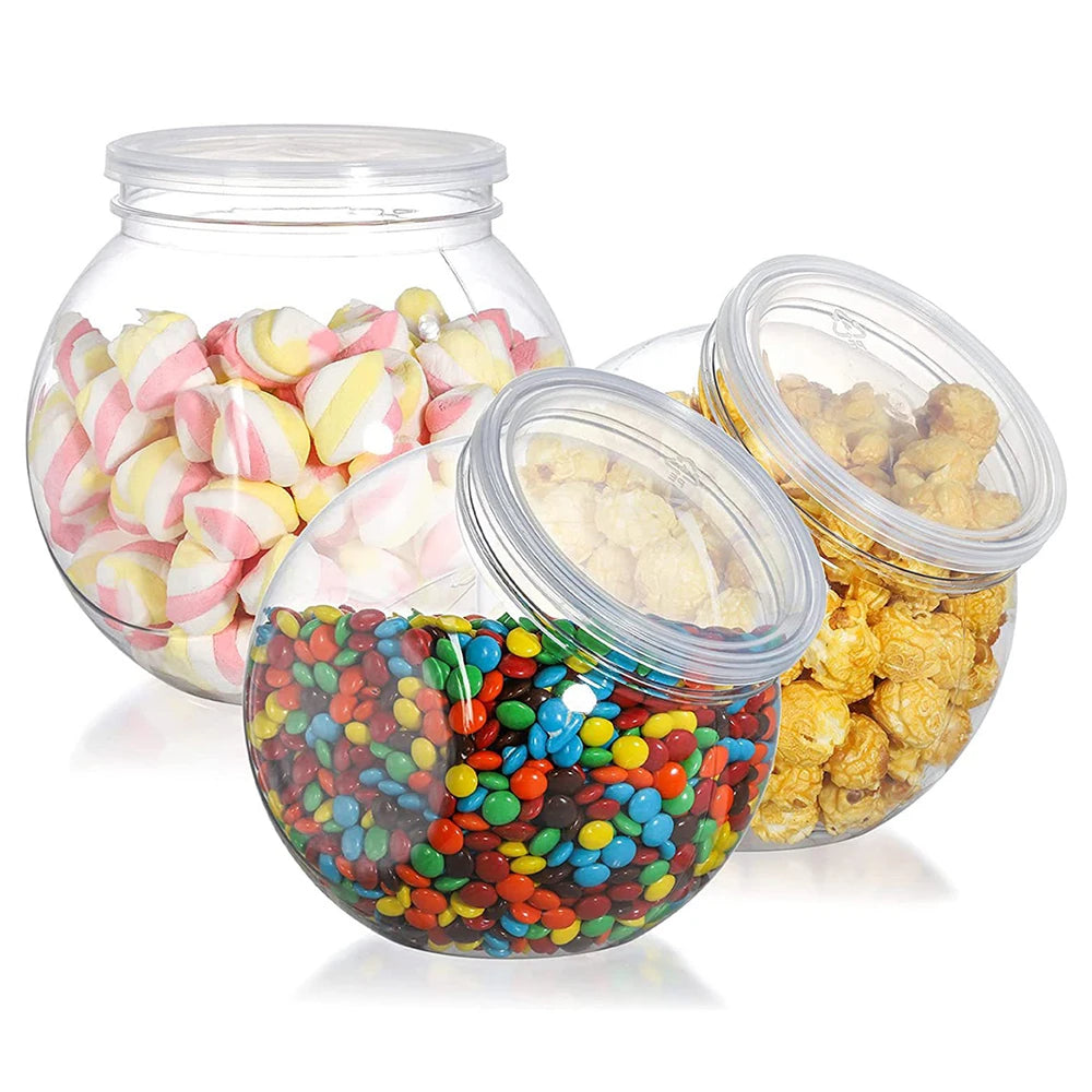 1Pc Candy Jar with Lid Plastic Clear Cookie Storage Container Wide Mouth Canister for Candy Snacks Cereal Jelly Dry Food Zpaxo