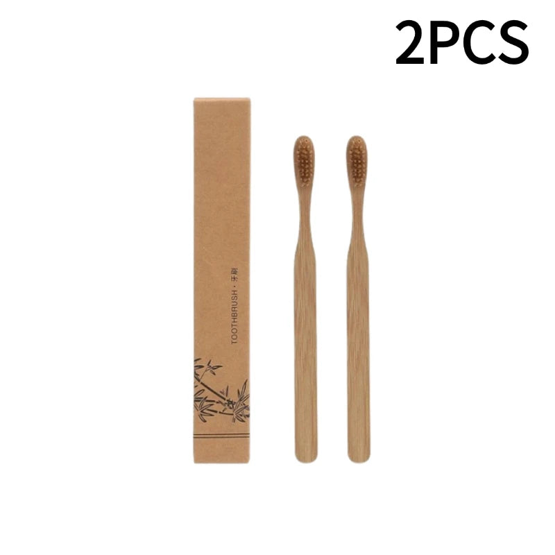 1-10PCS Disposable Toothbrush Soft Bristles Toothbrush Single Wrapped Bamboo Toothbrush Travel Deep Cleaning Oral Care Brush Zpaxo 2PCS