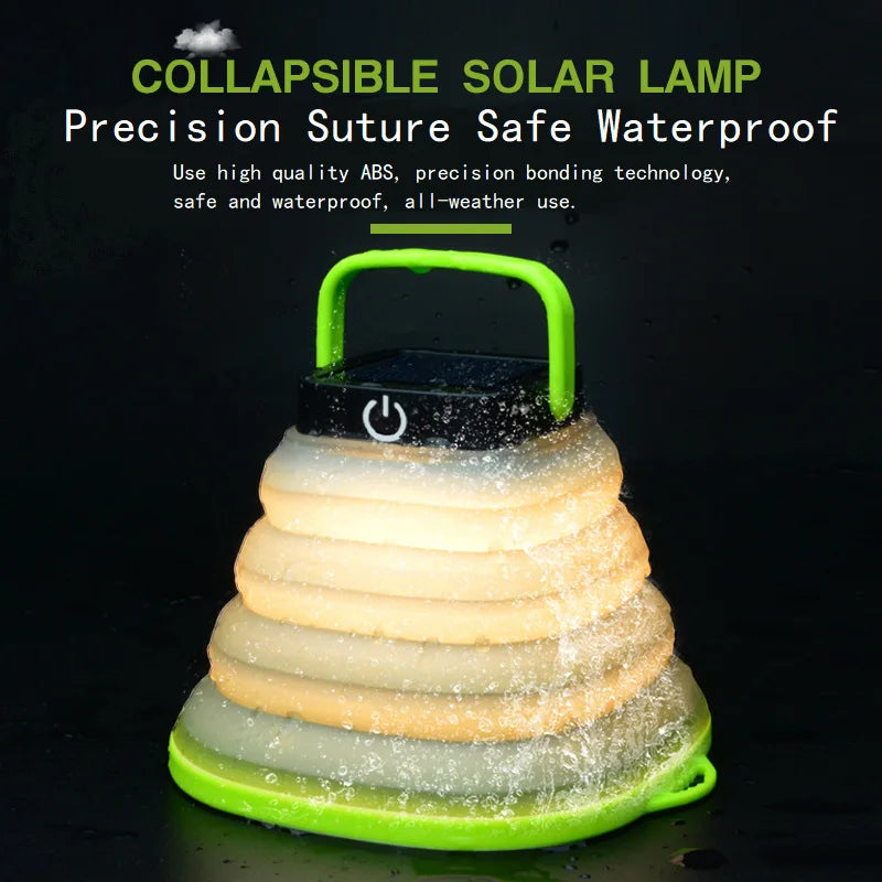 Solar LED Camping Lantern Light Portable USB Rechargeable Foldable Zpaxo