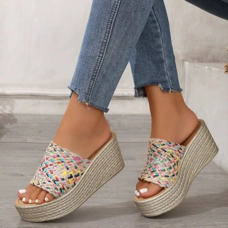 2025 Wedges Slippers Women Platform Sandals Woman Summer Round Head