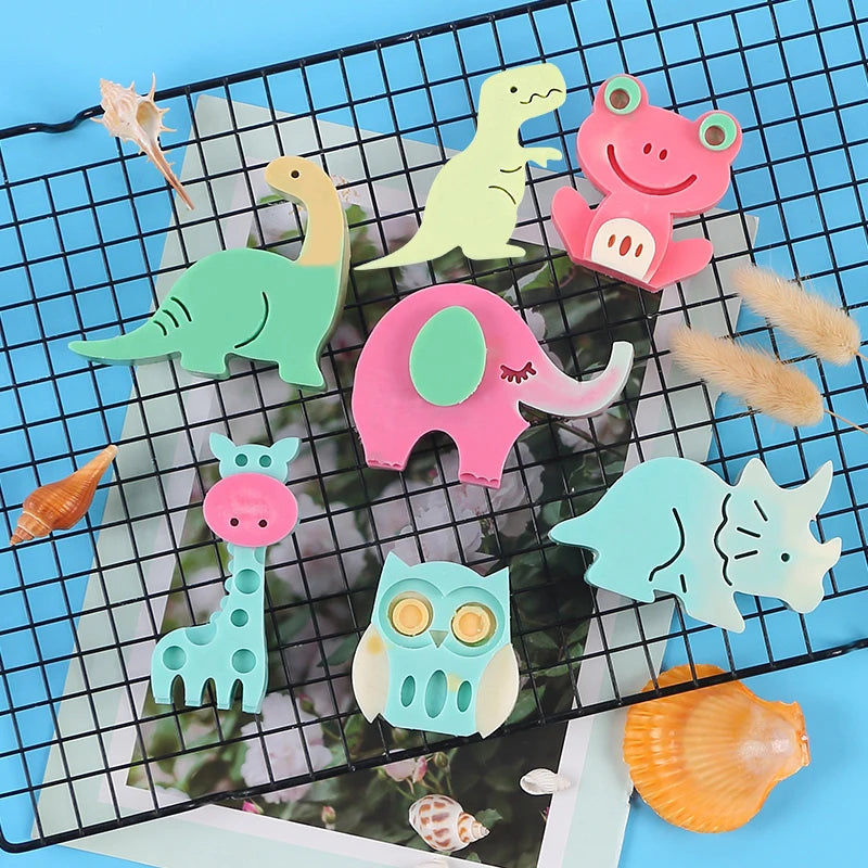 Dinosaur Elephant Giraffe Candle Silicone Mold DIY Frog Owl Rabbit Animals Chocolate Fondant Cake Mold Clay Plaster Soap Mking M Zpaxo