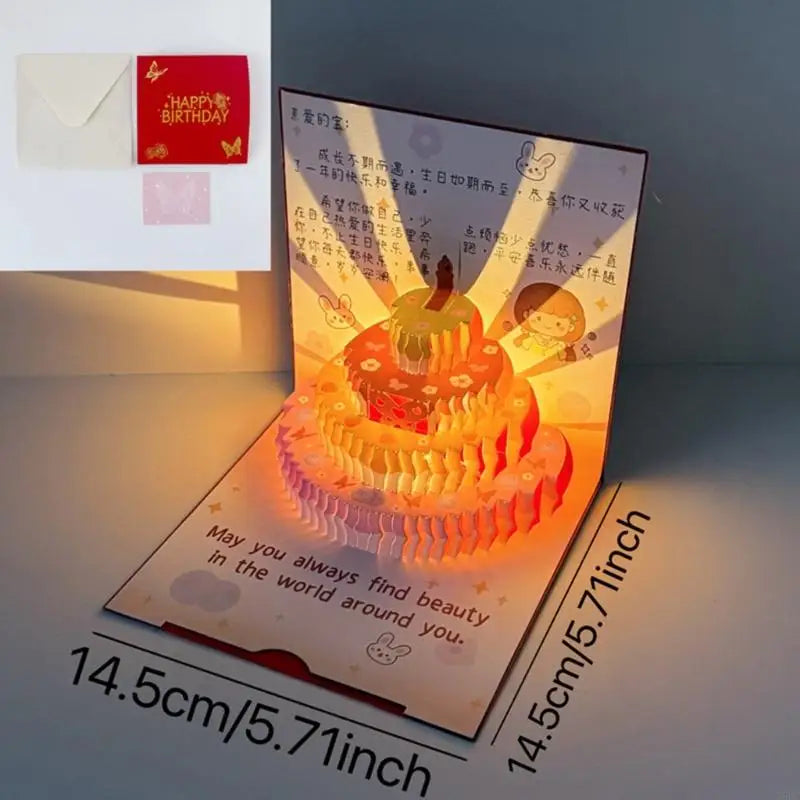 Musical Birthday Greeting Card 3D Happy Light Music Cards Women Men