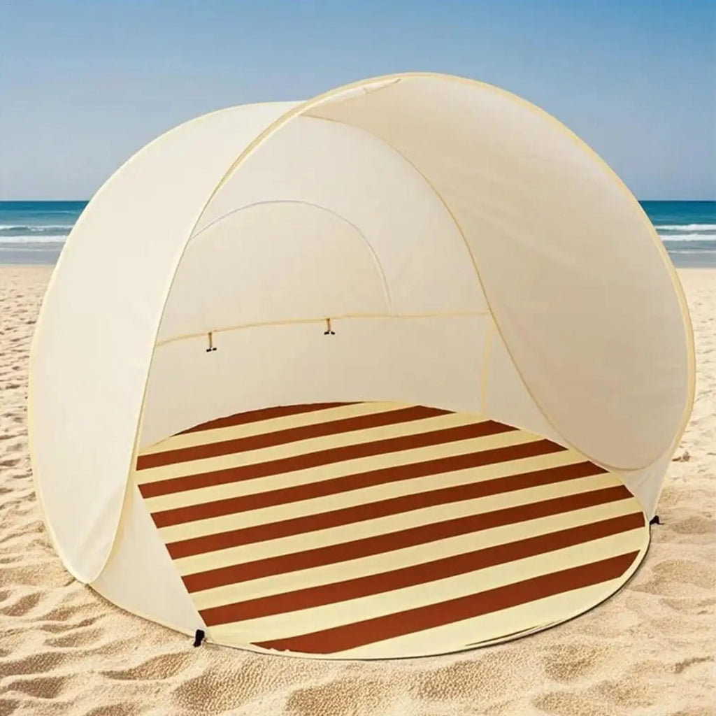 Outdoor Portable Camping One Click Open 3-4 People Tent Large Space Sunshade Beach Sun Shelter Tent Garden Beach Tent Reusable Zpaxo