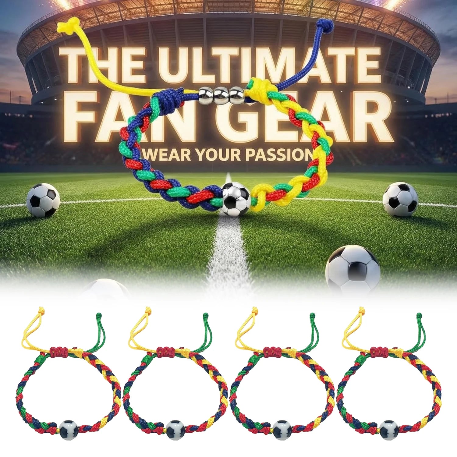 Soccer Game Series Paracord Bracelet Polymer Clay Woven Sports Rope