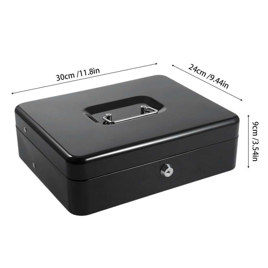 Cash Box Metal Money Box with Coin Trays Cantilever Design & Bill Slot with Spring Clips to Organize for Valuables Zpaxo