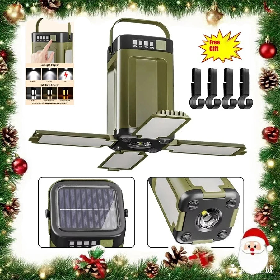 Solar LED Camping Lantern – Rechargeable Power Bank Tent Light