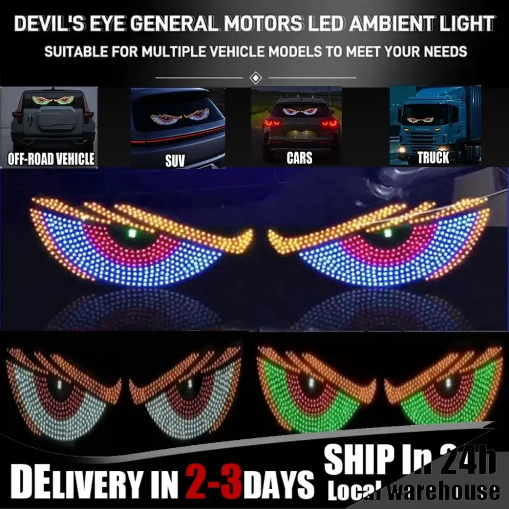LED Display Devil Eyes Light Matrix Pixel Panel Cool Car Decorative Zpaxo