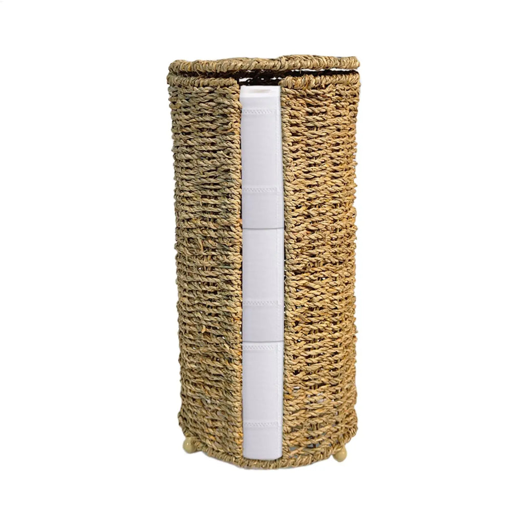 Toilet Paper Holder Handwoven storage basket No-Drill Bathroom Organizer with Cup Holder Bathroom Organizer Bathroom Decor Zpaxo