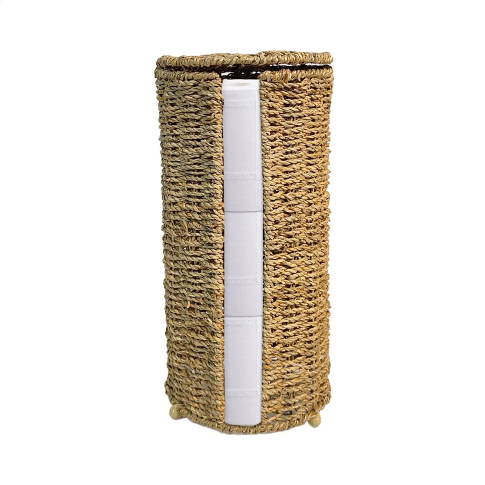 Toilet Paper Holder Handwoven storage basket No-Drill Bathroom Organizer with Cup Holder Bathroom Organizer Bathroom Decor Zpaxo