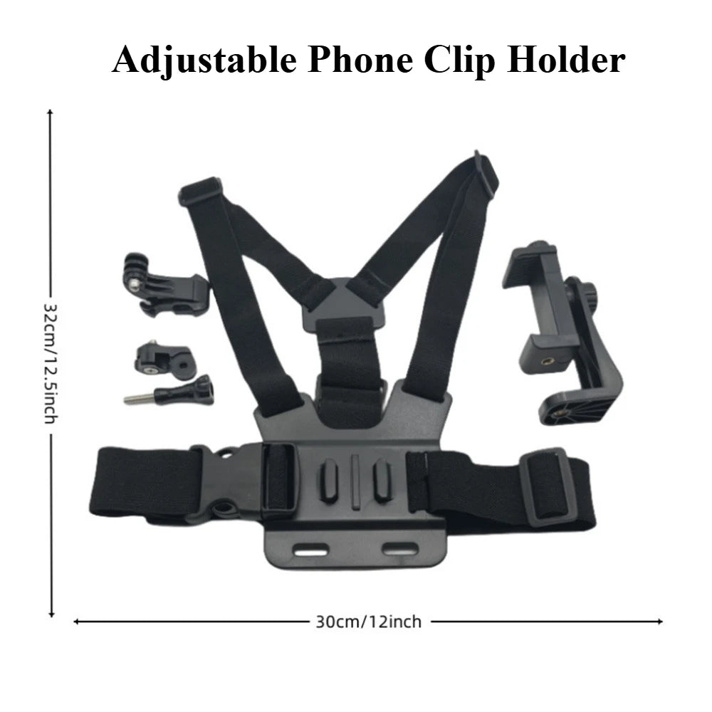 1 PC Adjustable Phone Clip Holder With Chest Strap Fixation Bracket for Sport Camera Mobile Phone Camera Black Holder Accessory Zpaxo