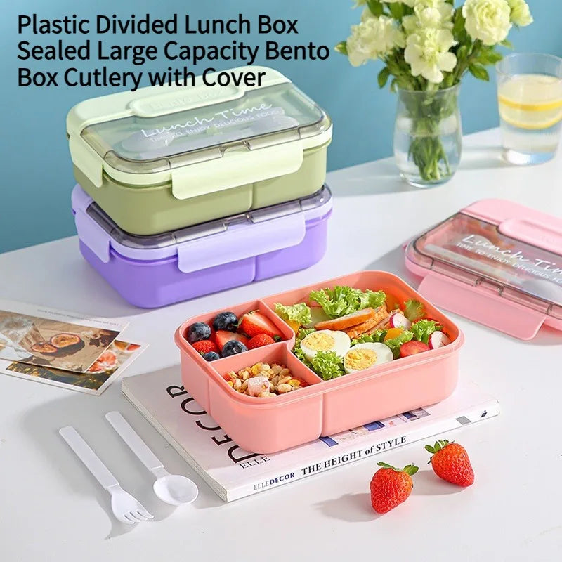 Bento box with cutlery, large capacity plastic lunch box, large capacity all-in-one sealed lunch box, suitable for school and of Zpaxo