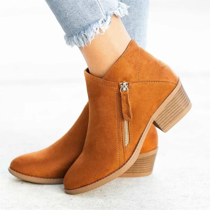 Women Boots Low Heel Low Tube Student College Style Women Shoes Autumn/winter Side Ankle Boots Female Comfortable Outdoor Shoes Zpaxo Orange 43