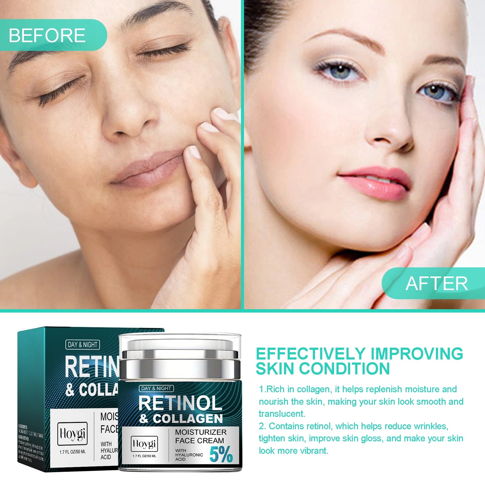 Retinol Cream Night Cream Winter Skincare Dry Skin Remedy Moisturizer Moisturizing Repairing 50ml Facial Serum Moisturizer Zpaxo