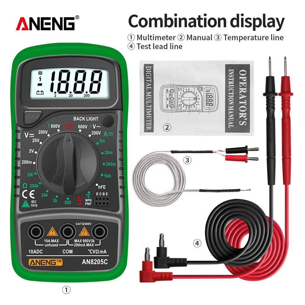 ANENG AN8205C Digital Multimeter Meter Thermocouple LCD Backlight