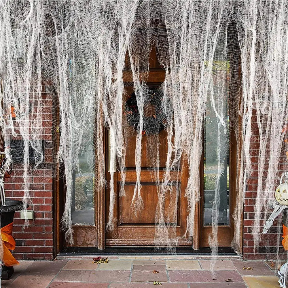 180x76cm Horror Halloween Decoration Black Gauze Artificial Spider