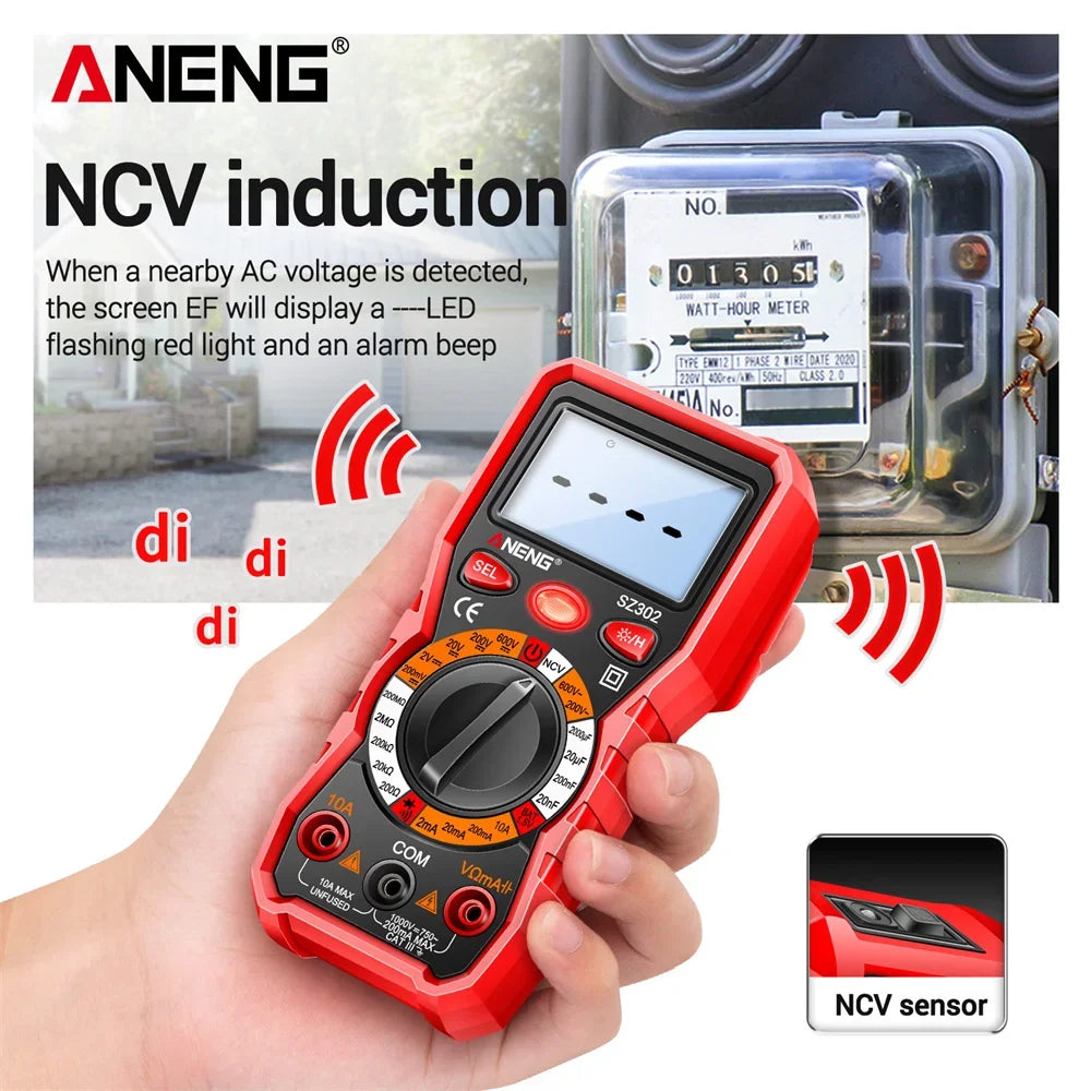 ANENG SZ302 Digital Automatic Tester NCV Detector Resistance Ohm
