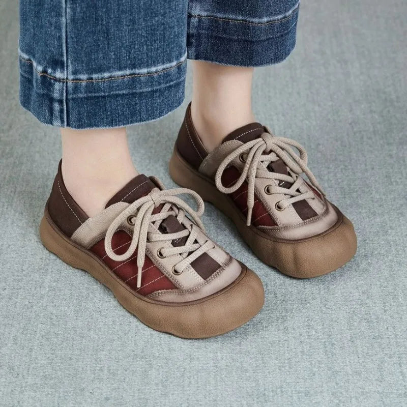 Spring Autumn Women's Fashionable Round Toe Double Comfortable Zpaxo Red 39