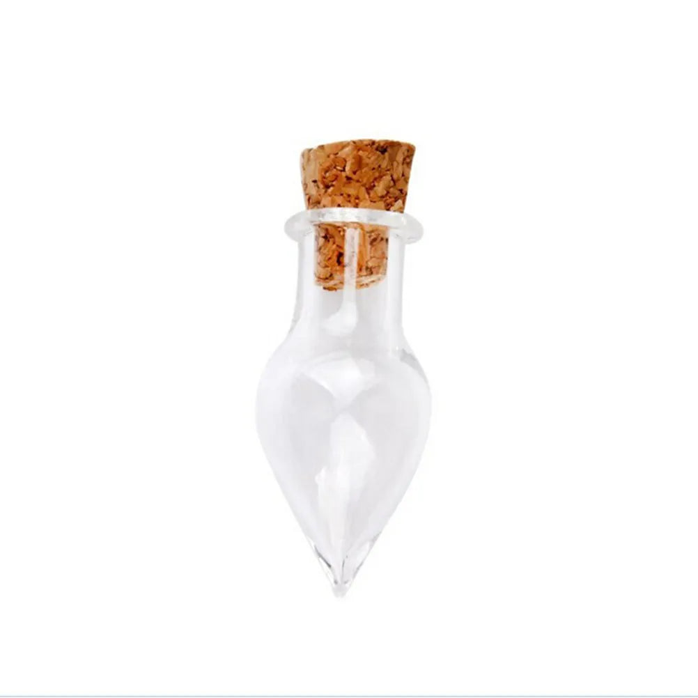 Transparent Mini Glass Wish Bottles Cork Plug Teardrop Shape Handmade