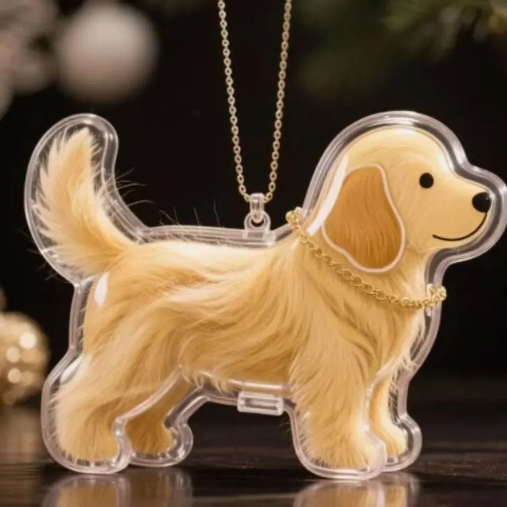Dog Shape Hair Storage Box Transparent DIY Handmade Pet Keychain Zpaxo Golden Retriever1