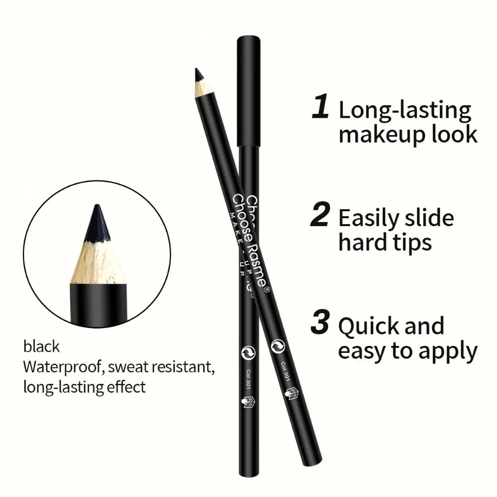 Pigmented Eyeliner Pencil Hard Refill Smooth Black Wooden&liquid Zpaxo