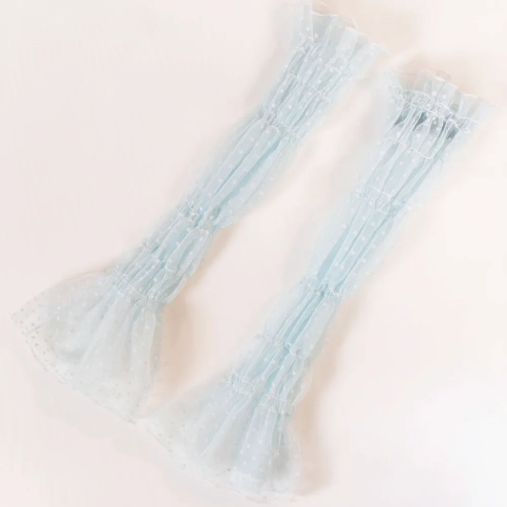 High Quality Polka Dot Lace Lace Arm Sleeves Fingerless Breathable Arm Cover Sun Protection Fake Cuff Summer Zpaxo Blue