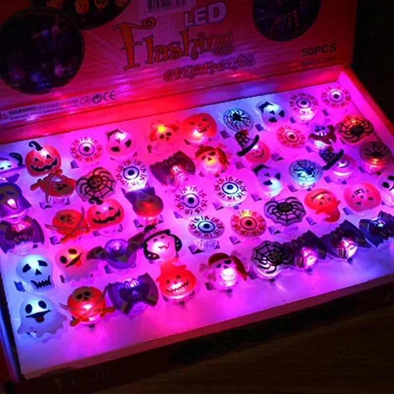 Halloween LED Light Up Rings Toys Kid Adult Costume Cartoon Party