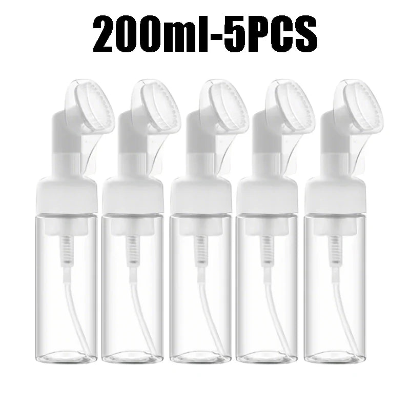 Foaming Gel Dispenser Refillable Press Pump Facial Cleanser Hair Wash Zpaxo 200ml-5PCS