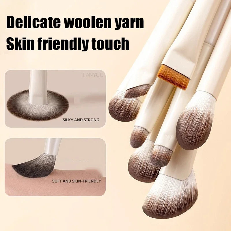 5/6/8/10pcs Natural Eye Makeup Brushes Set Detail Eyeshadow Brush Makeup Brush White Ultra Soft Eyeshadow Eyeliner Makeup Tool Zpaxo