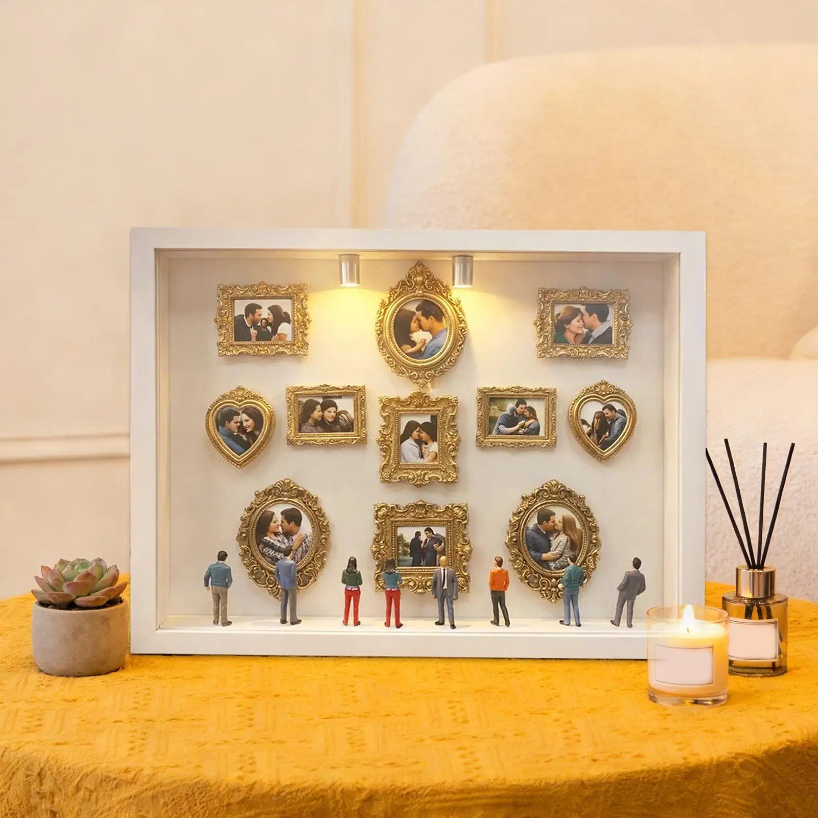 Miniature Memory Display Case Handmade 3D Keepsake Box LED Lights
