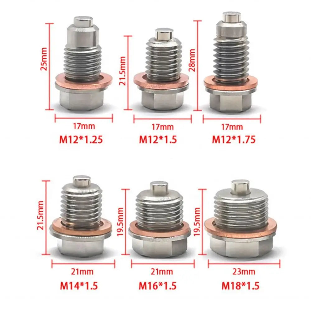 M12 M14 M16 M18 M20 Magnetic Oil Drain Plug Stainless Steel Magnetic Sump Drain Nut Bolt Copper Gasket 5Pcs Copper Gasket Zpaxo