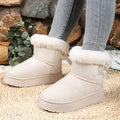 2025 Women Ankle Boots Butterfly Knot Fur Warm Short Boots Comfortable Luxury Women Shoes Winter Thick Bottom Snow Boots Women Zpaxo Beige 41