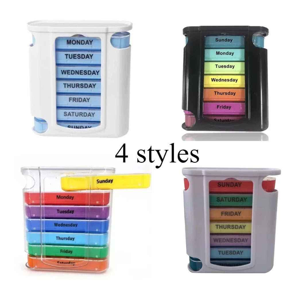 Portable 7 Days Medicine Medical Pill Box 28 Grids Weekly Case
