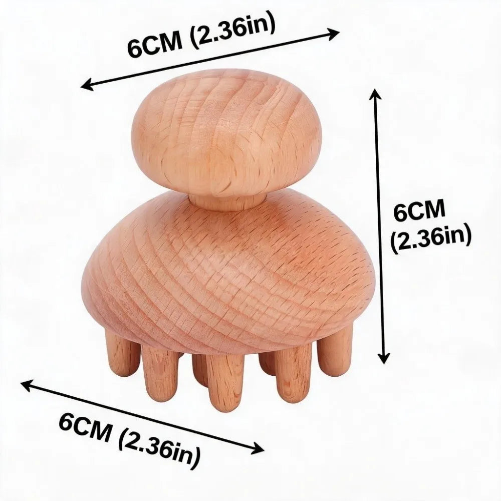 Wooden Material Wood Mushroom Massager Shape Ergonomic Handle Massage Zpaxo