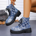 Spring Autumn Women's Vintage Comfortable Rear Zipper Heel Boots Zpaxo white-blue 35