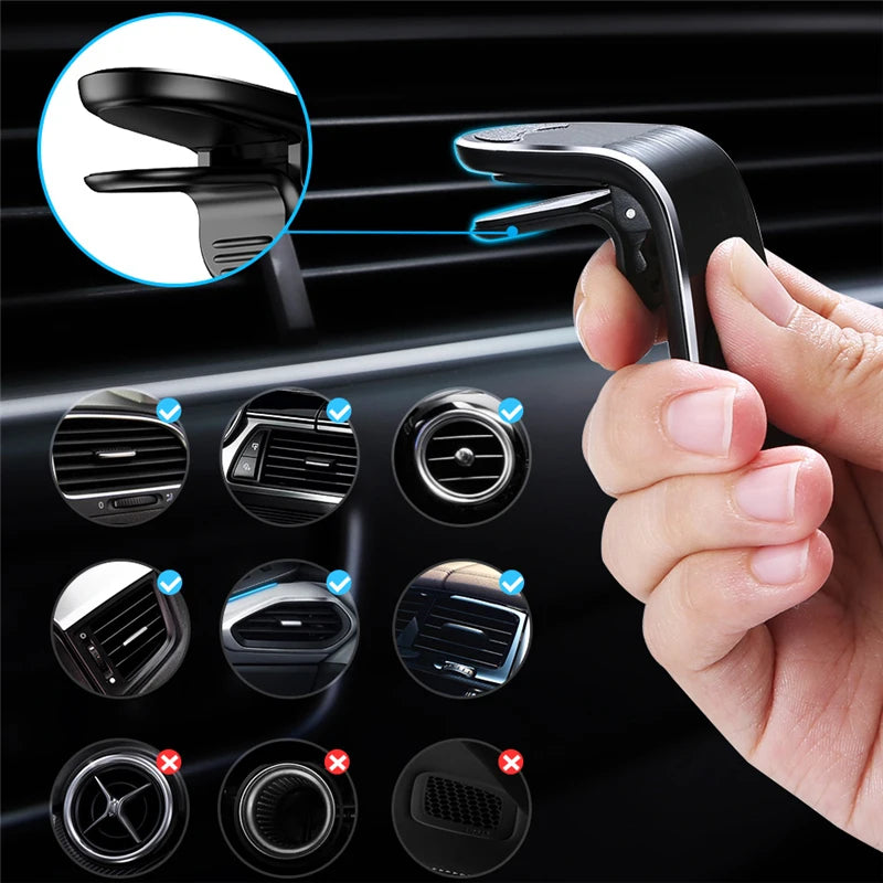 Magnetic L-shape Car Phone Holder Universal Mount Mobile Cell Stand Zpaxo
