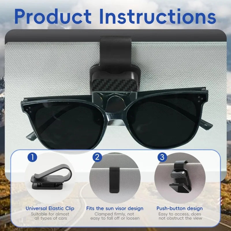 Car Sun Visor Sunglasses Clip Holder & Card Organizer