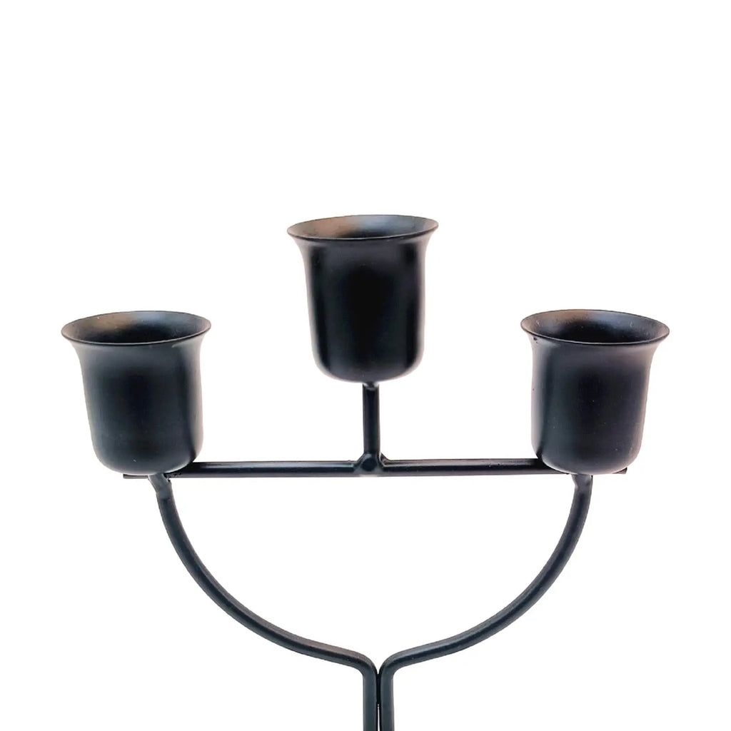3-Arm Iron Candle Holder – Modern Candlestick Centerpiece Candle Holder Zpaxo